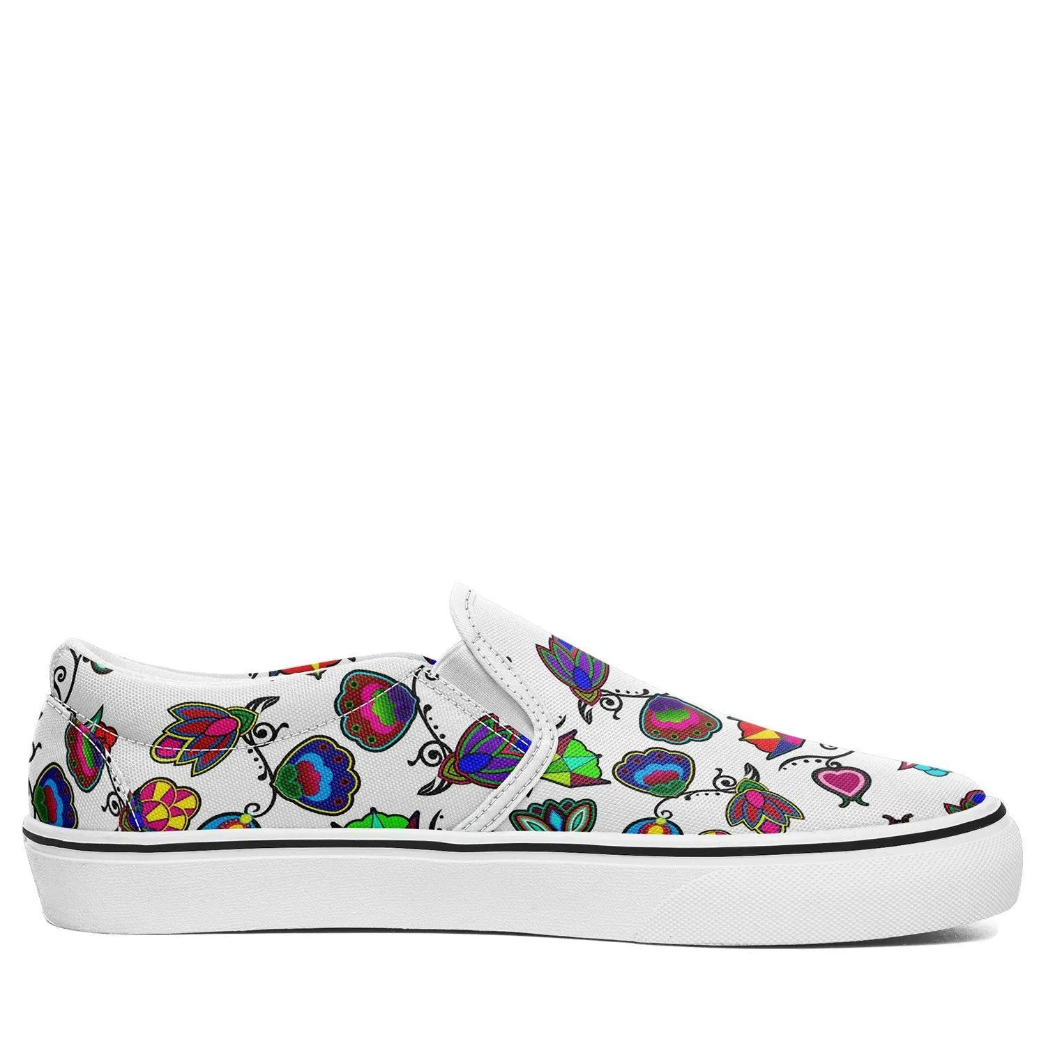 Indigenous Paisley White Otoyimm Kid's Canvas Slip On Shoes