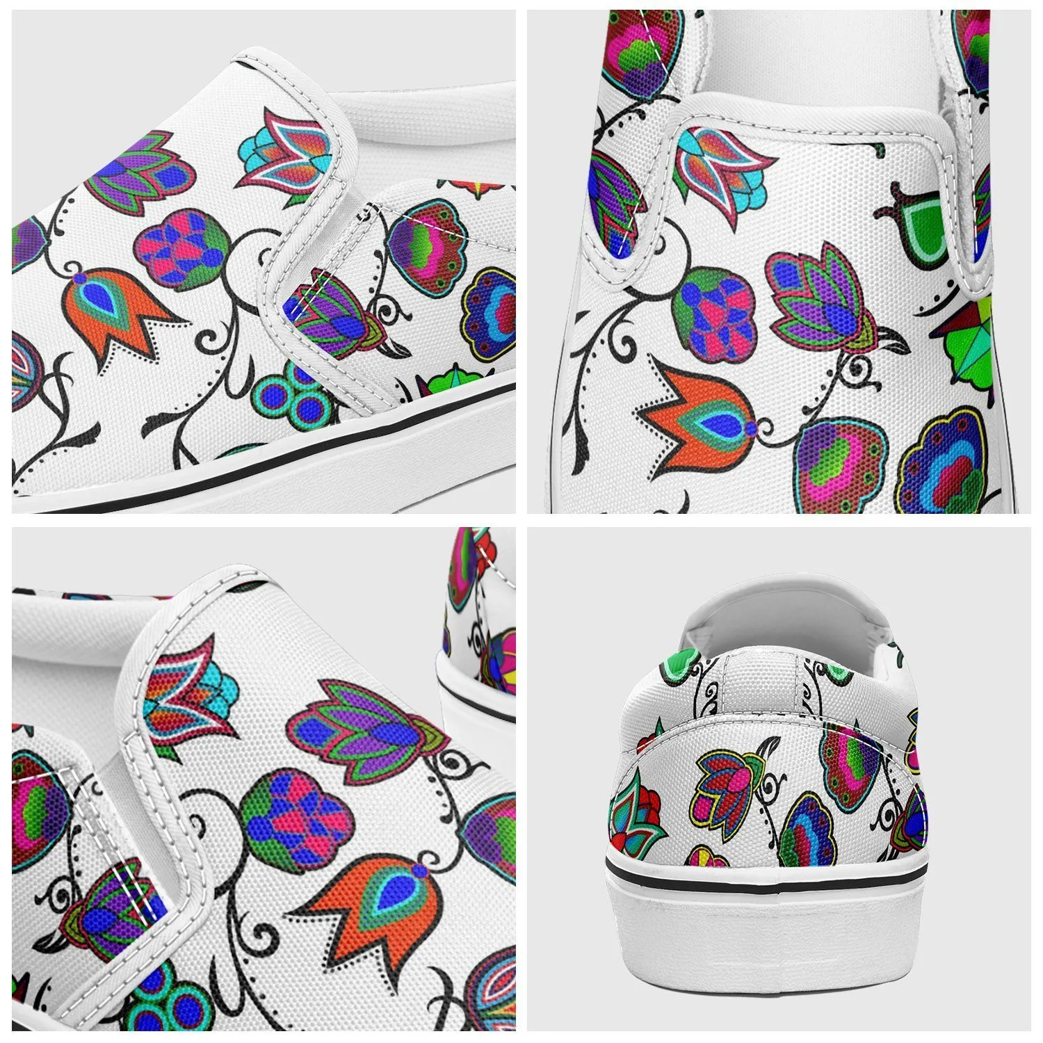 Indigenous Paisley White Otoyimm Kid's Canvas Slip On Shoes