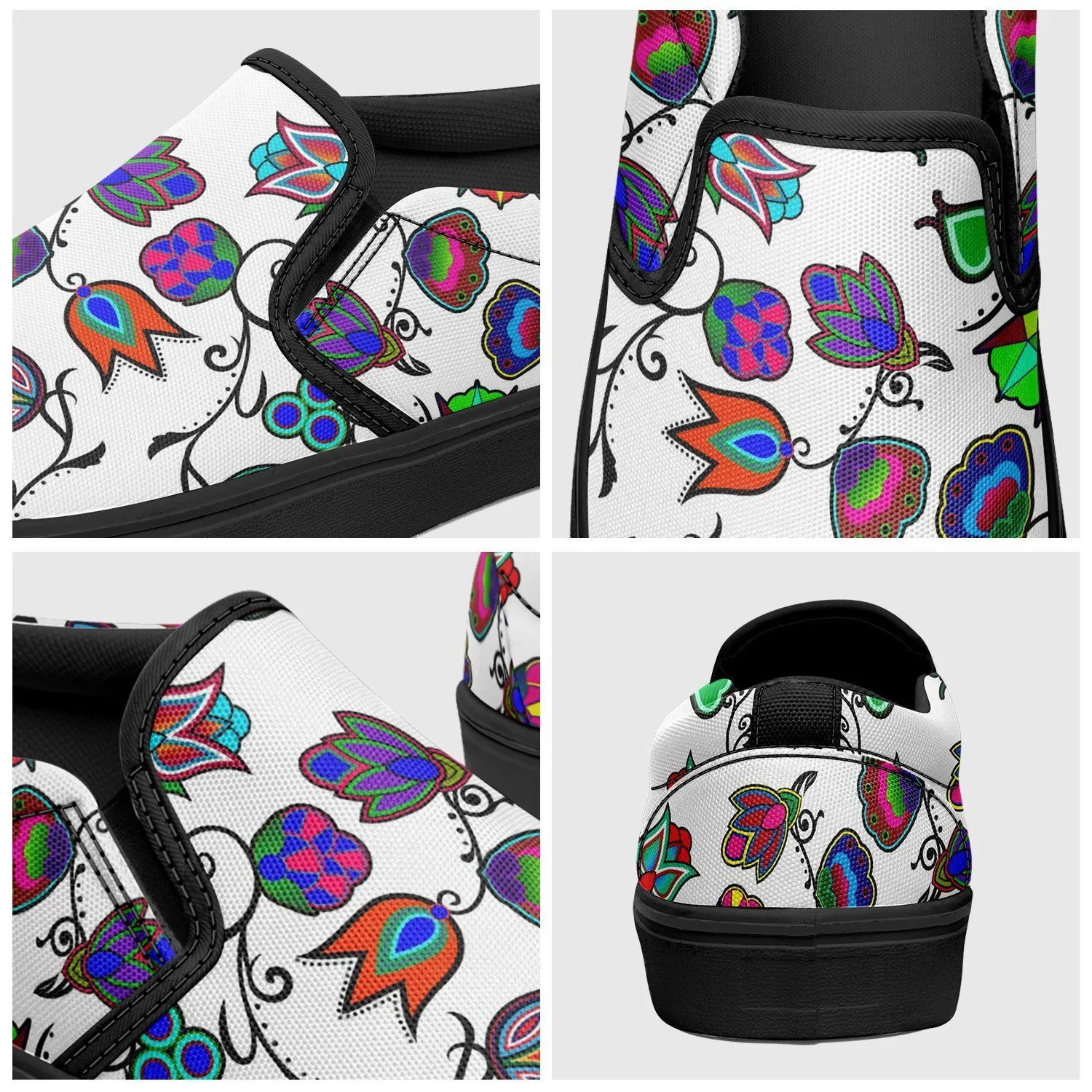 Indigenous Paisley White Otoyimm Kid's Canvas Slip On Shoes