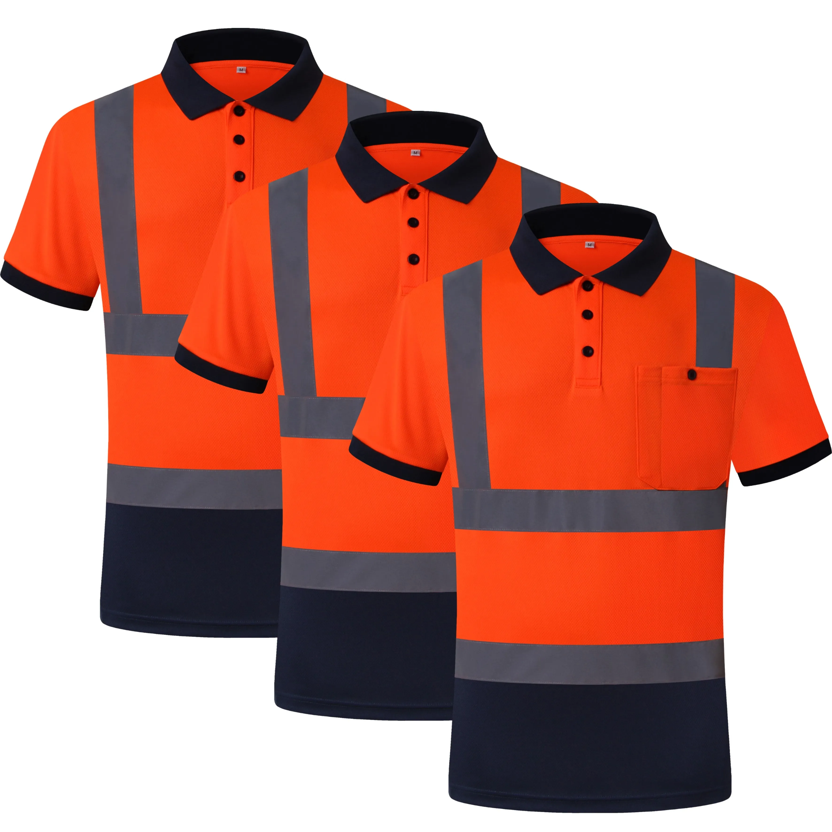 JKSafety 3-Pack Hi-Vis Reflective Safety Polo Shirt, Black Bottom (JKP066-3P)