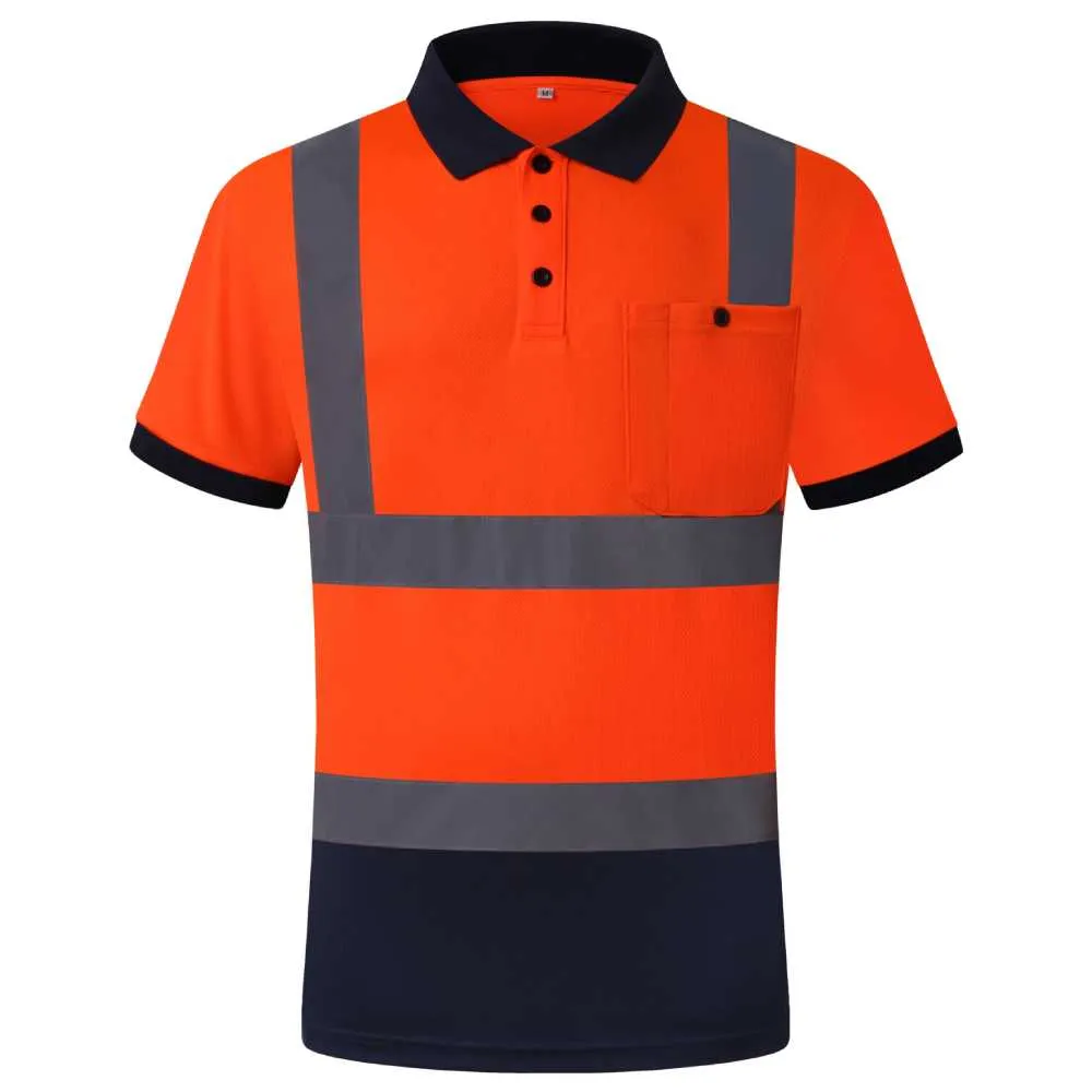 JKSafety Hi-Vis Reflective Safety Polo Shirt Short Sleeve, Black Bottom (JKP066)