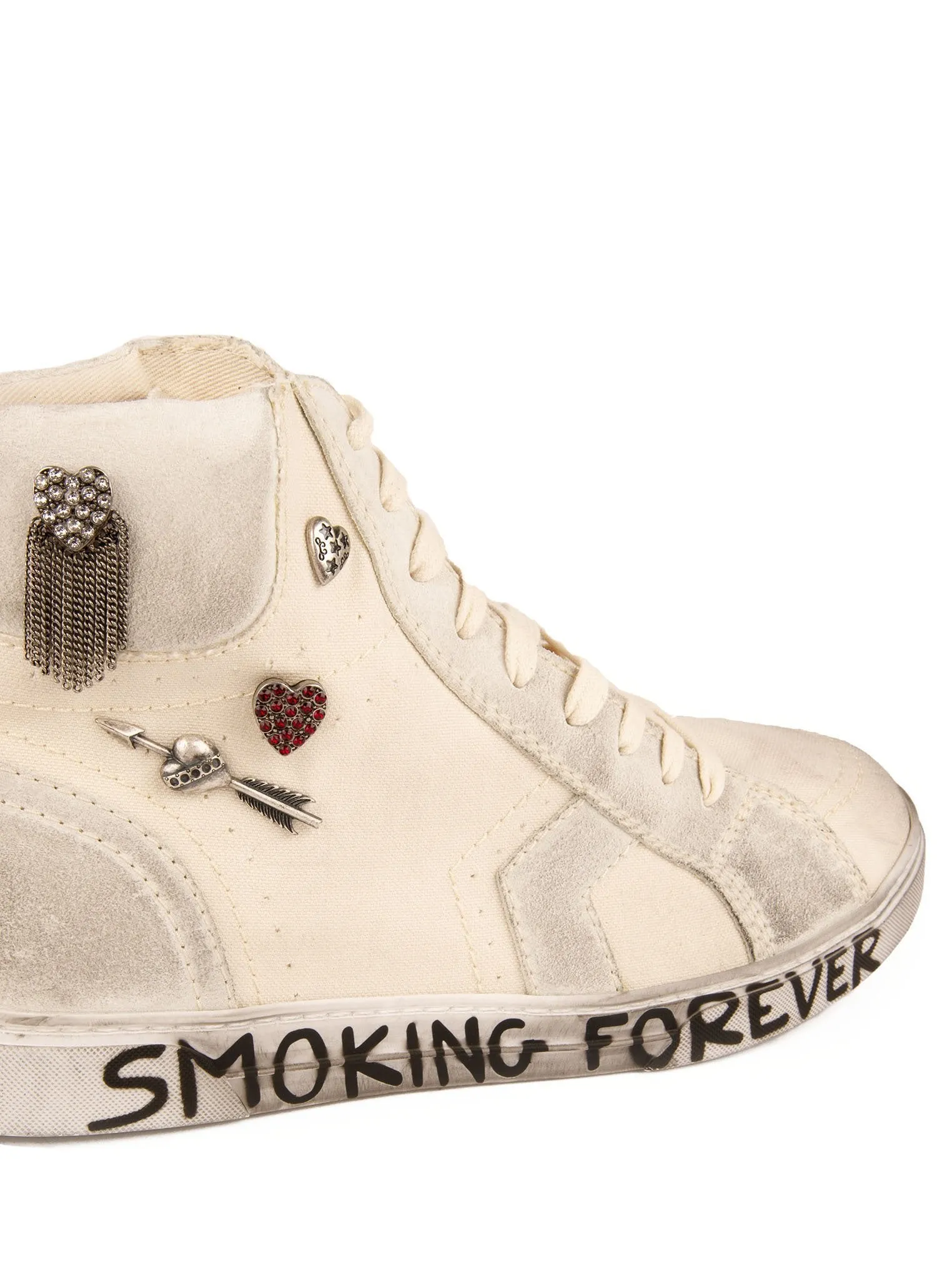 Joe "Smoking Forever" Canvas High Top Sneaker - White