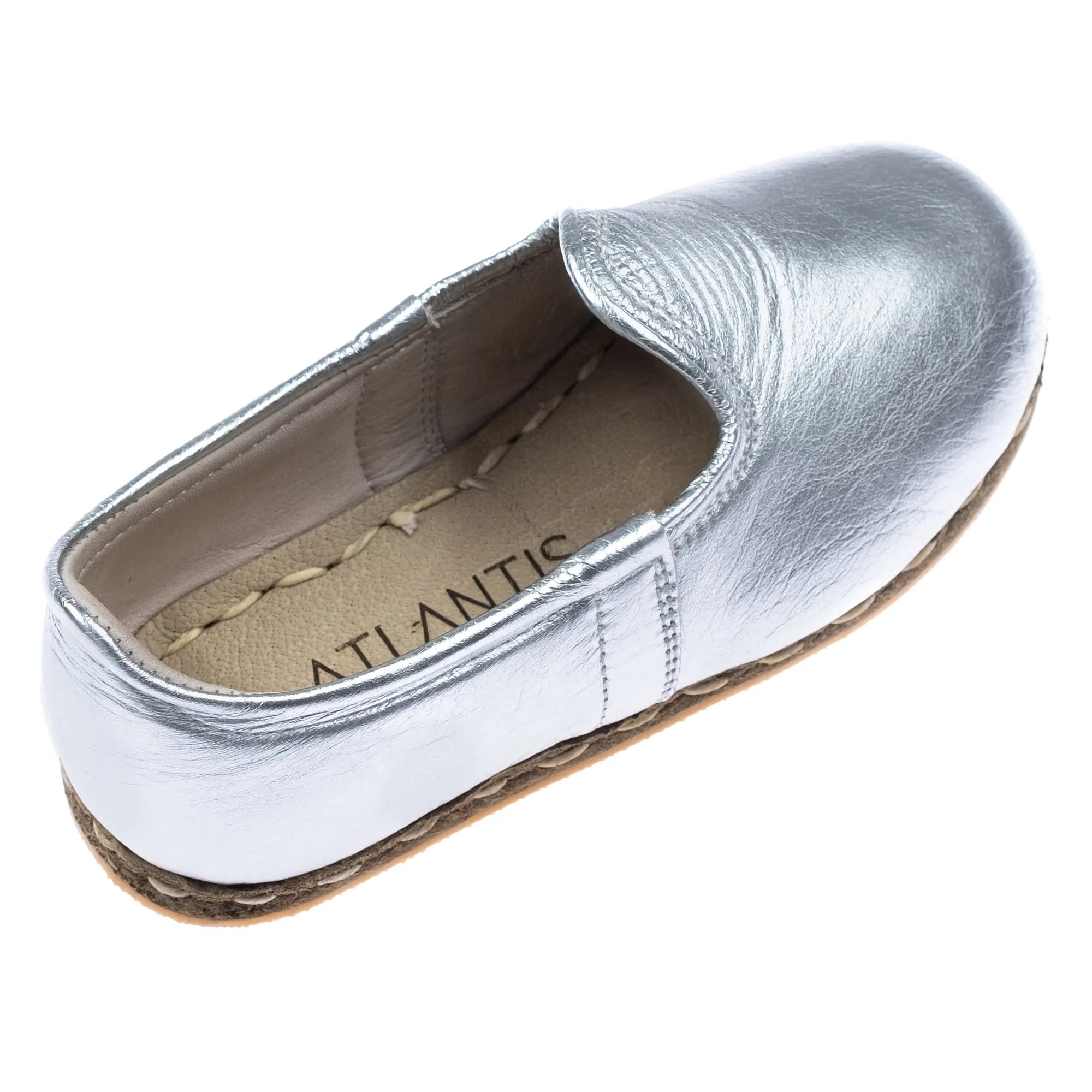 Kids Silver Leather Shoes