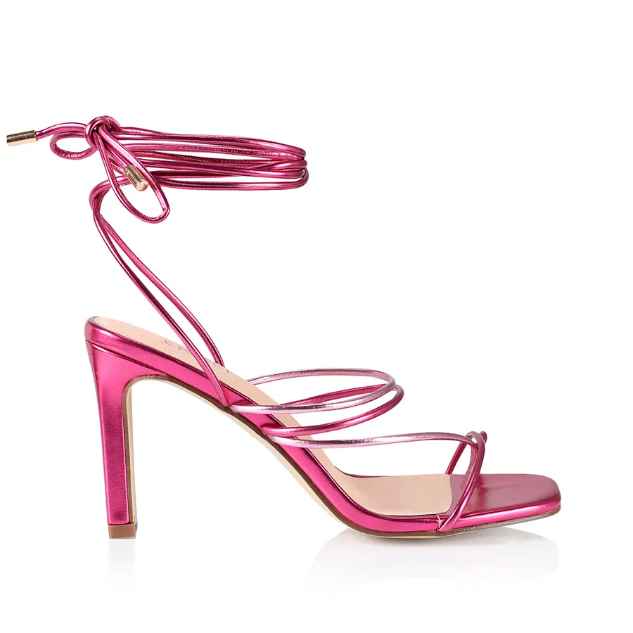 Killer Strappy Heels - Pink Metallic