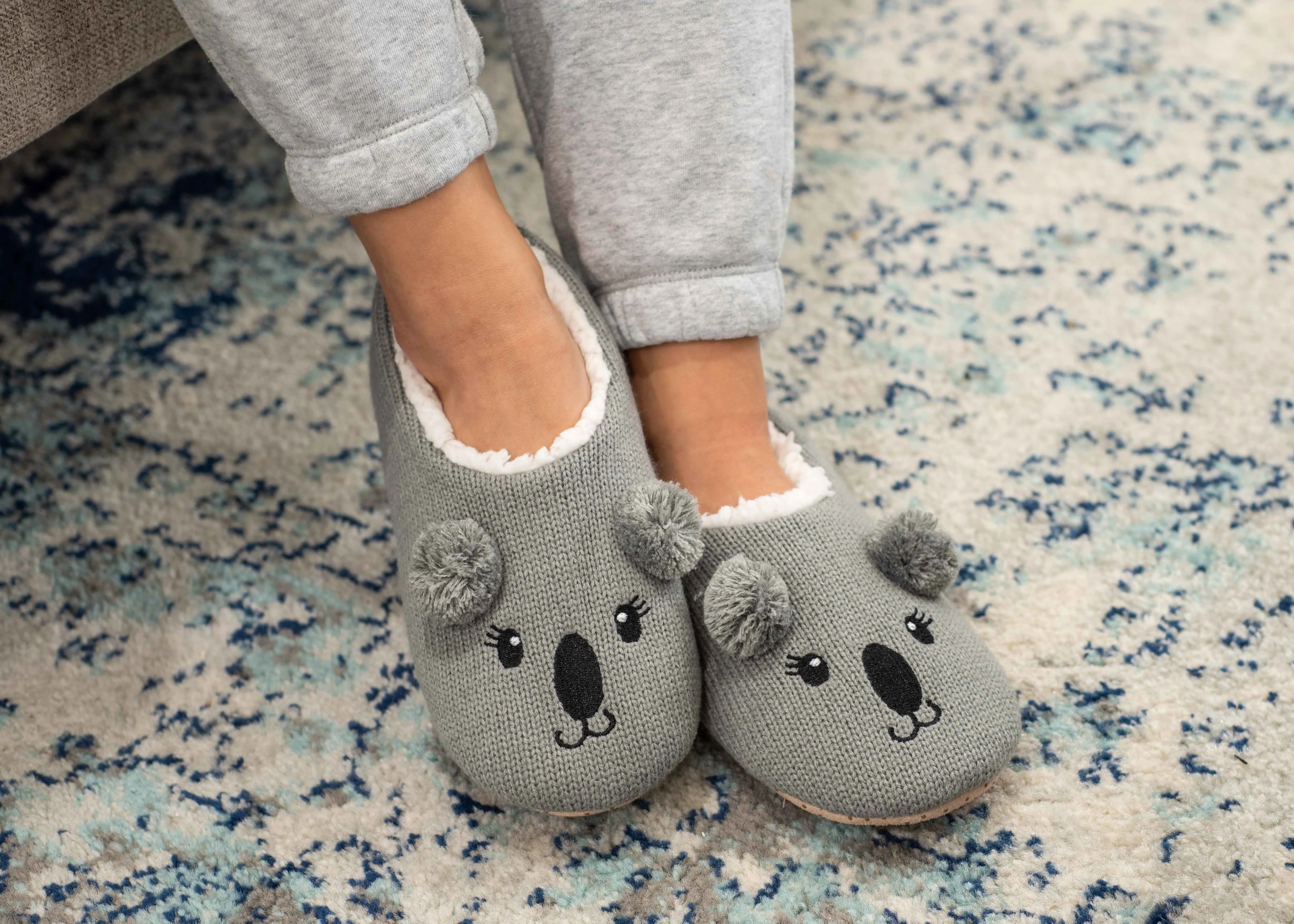 Koala Grey Women's Animal Cozy Plush Lined Non Slip Fuzzy Slipper - Medium