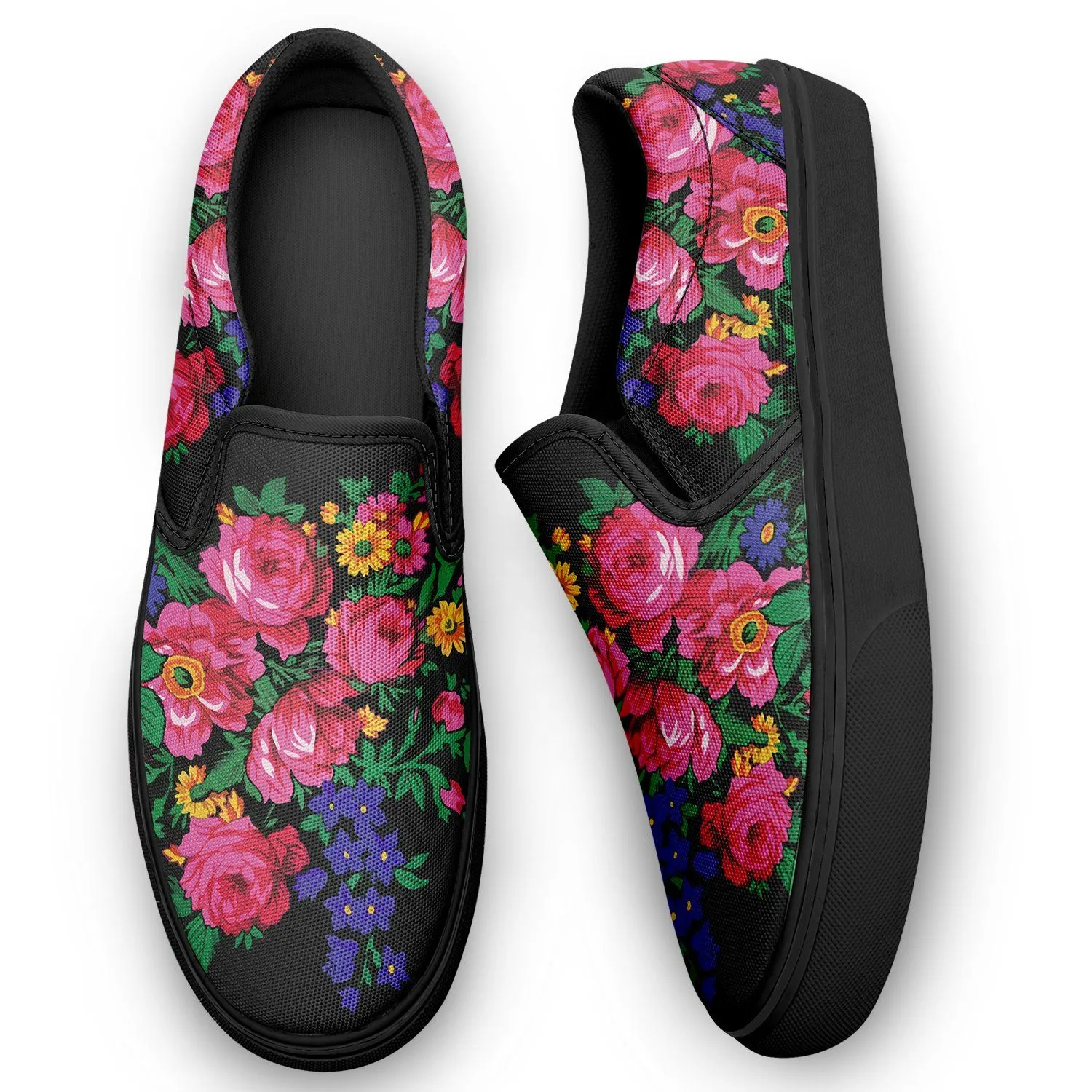 Kokum's Revenge Black Otoyimm Kid's Canvas Slip On Shoes