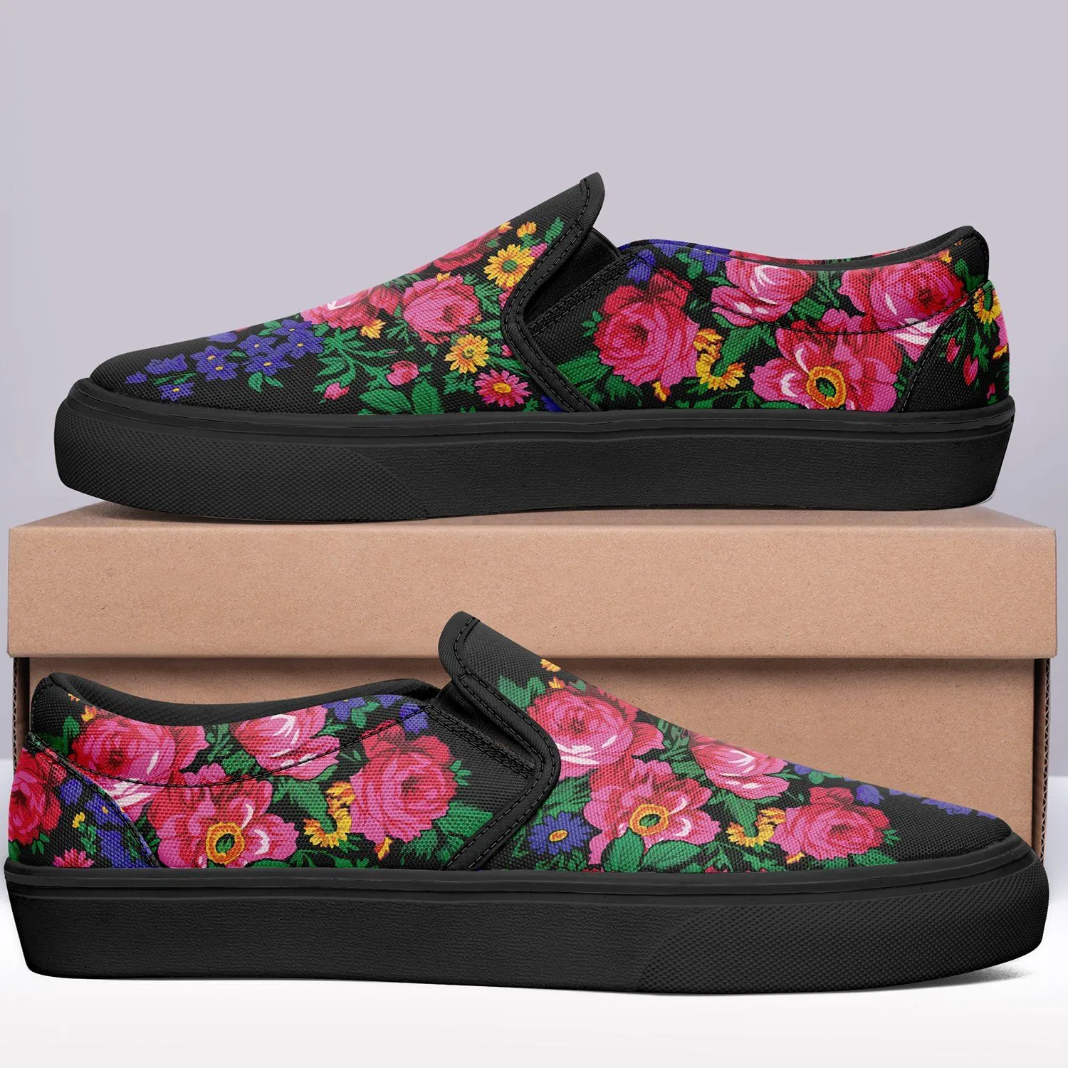 Kokum's Revenge Black Otoyimm Kid's Canvas Slip On Shoes