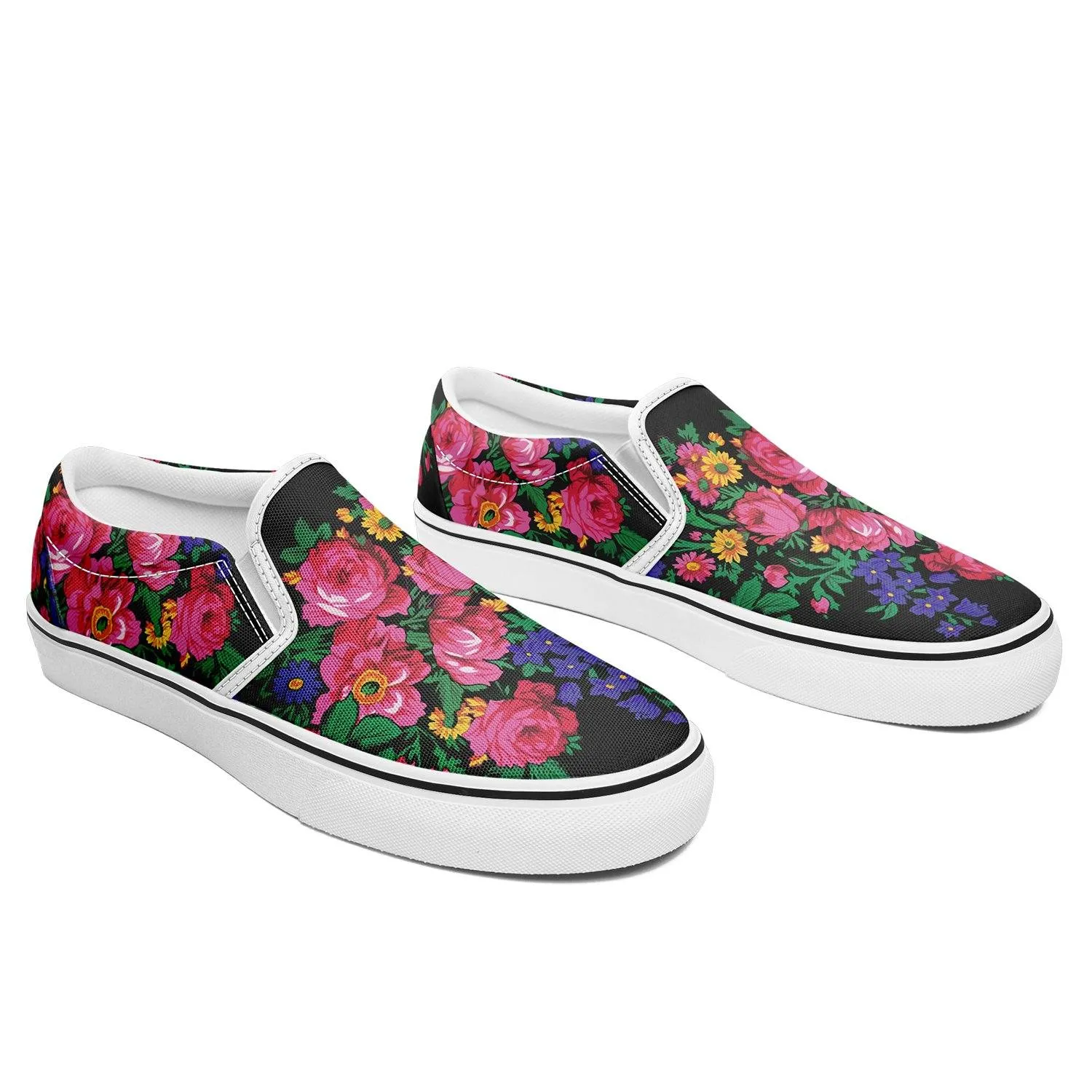 Kokum's Revenge Black Otoyimm Kid's Canvas Slip On Shoes