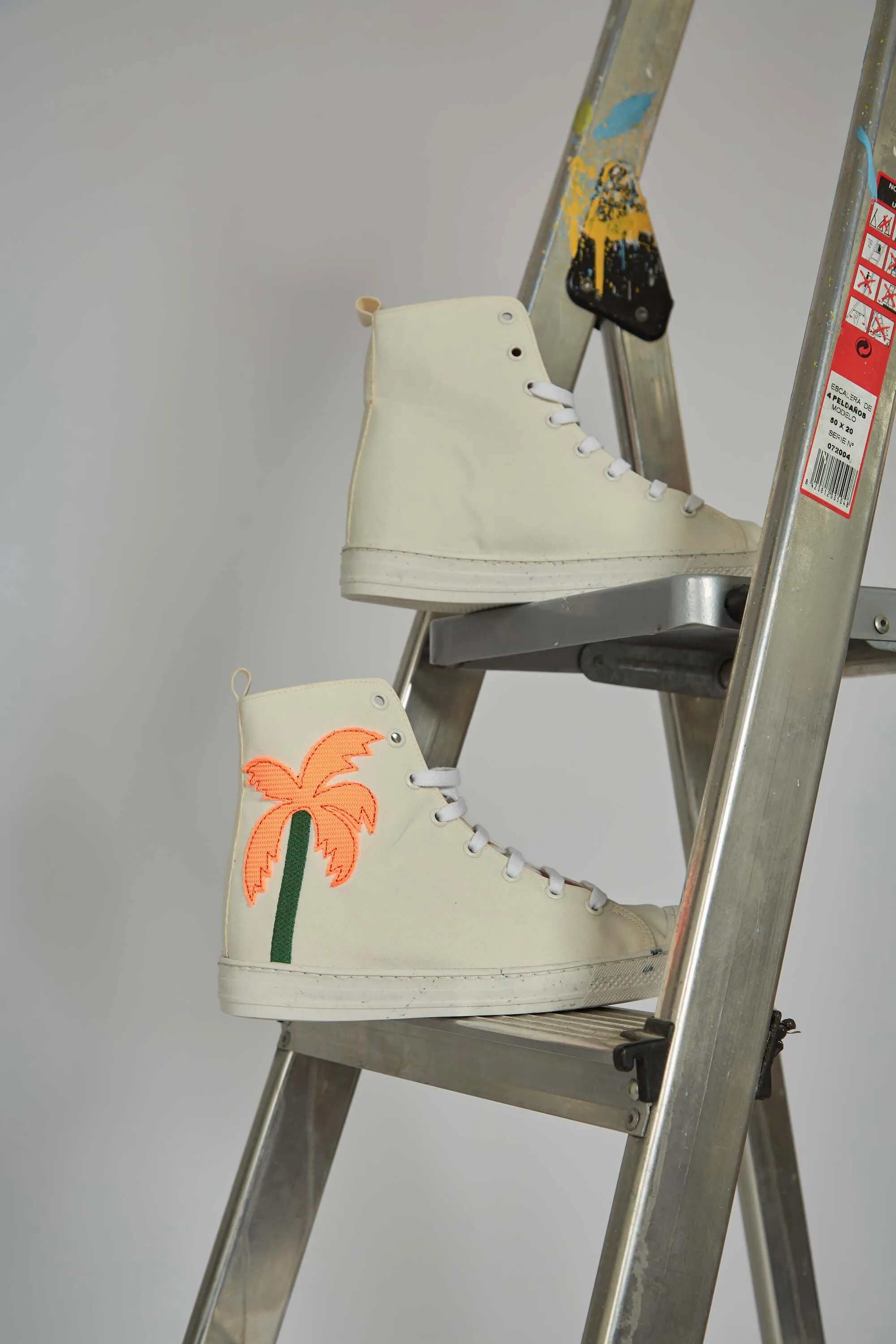 L.A. Vegan Leather High Top Sneakers | White & Orange