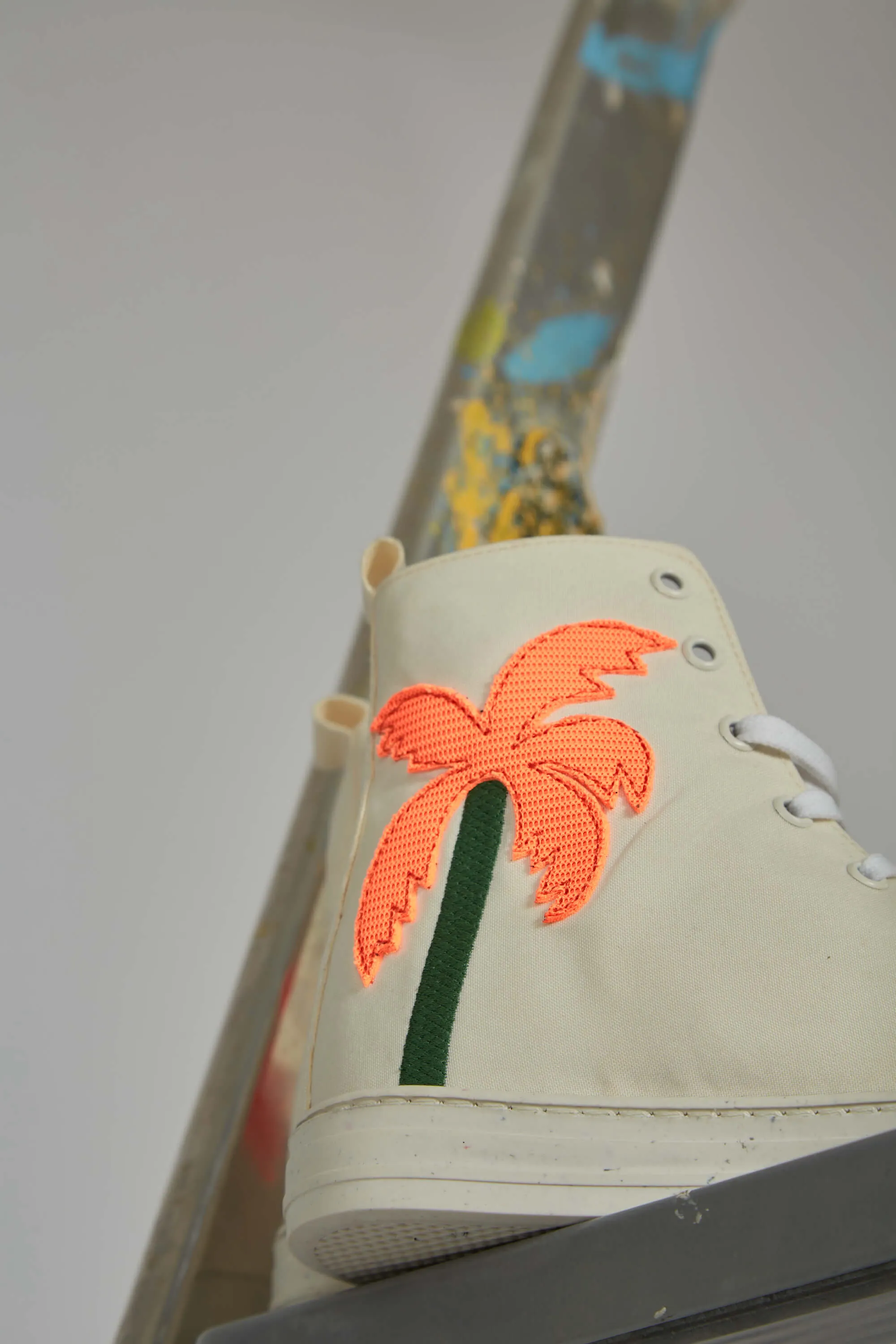 L.A. Vegan Leather High Top Sneakers | White & Orange