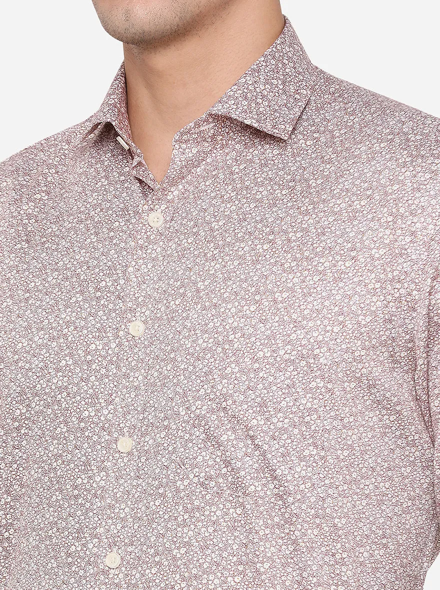 Light Brown Printed Regular Fit Formal Shirt | JadeBlue