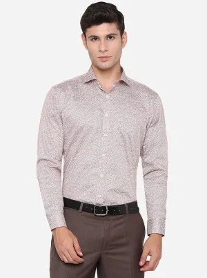 Light Brown Printed Regular Fit Formal Shirt | JadeBlue