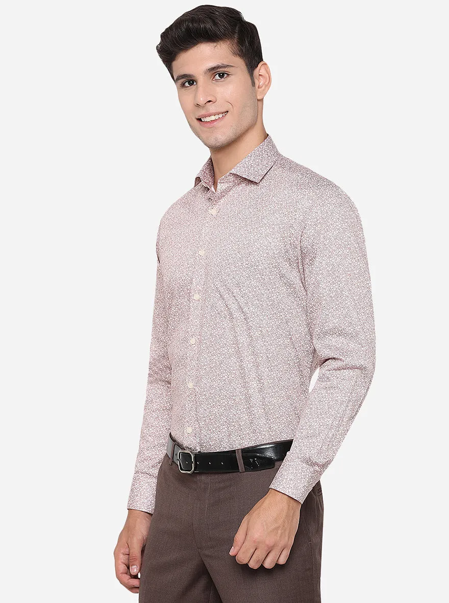 Light Brown Printed Regular Fit Formal Shirt | JadeBlue