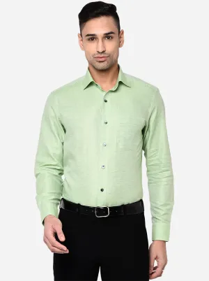 Light Green Solid Slim Fit Formal Shirt | Metal