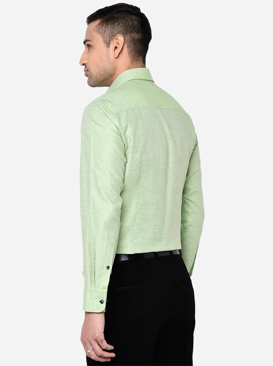 Light Green Solid Slim Fit Formal Shirt | Metal