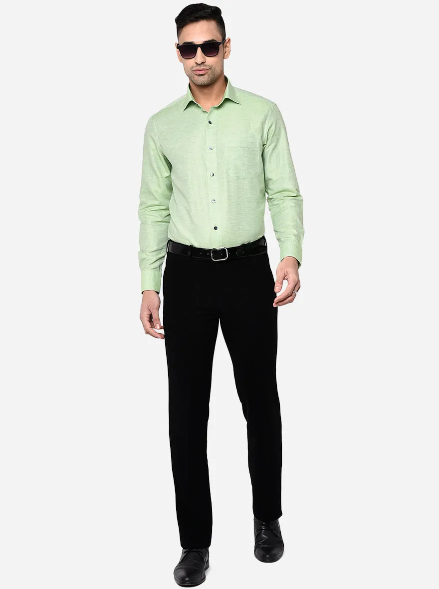 Light Green Solid Slim Fit Formal Shirt | Metal