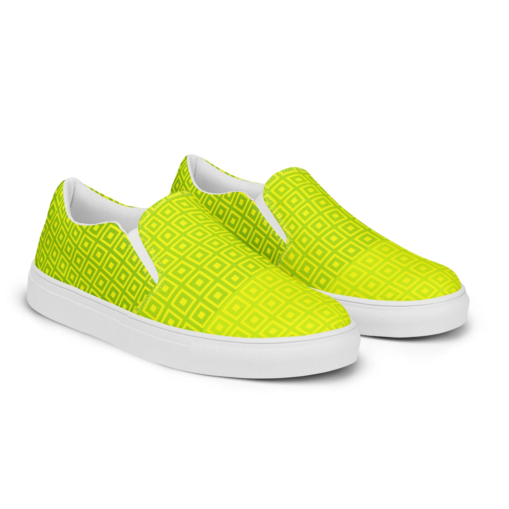 Lime Green Matrix Men’s slip-on canvas shoes