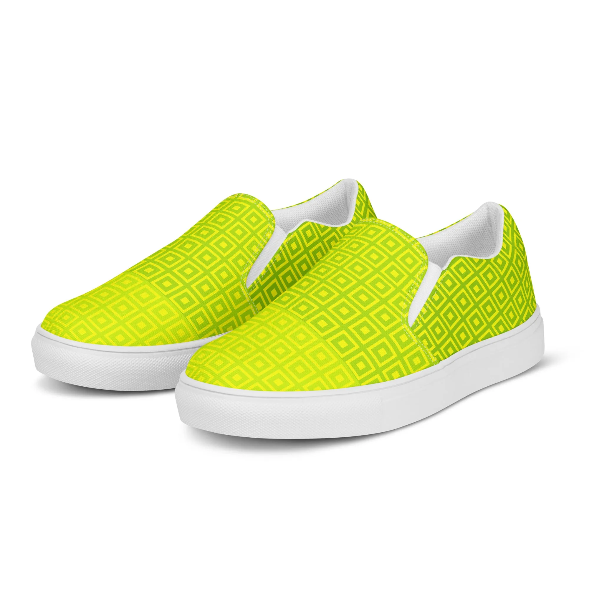 Lime Green Matrix Men’s slip-on canvas shoes