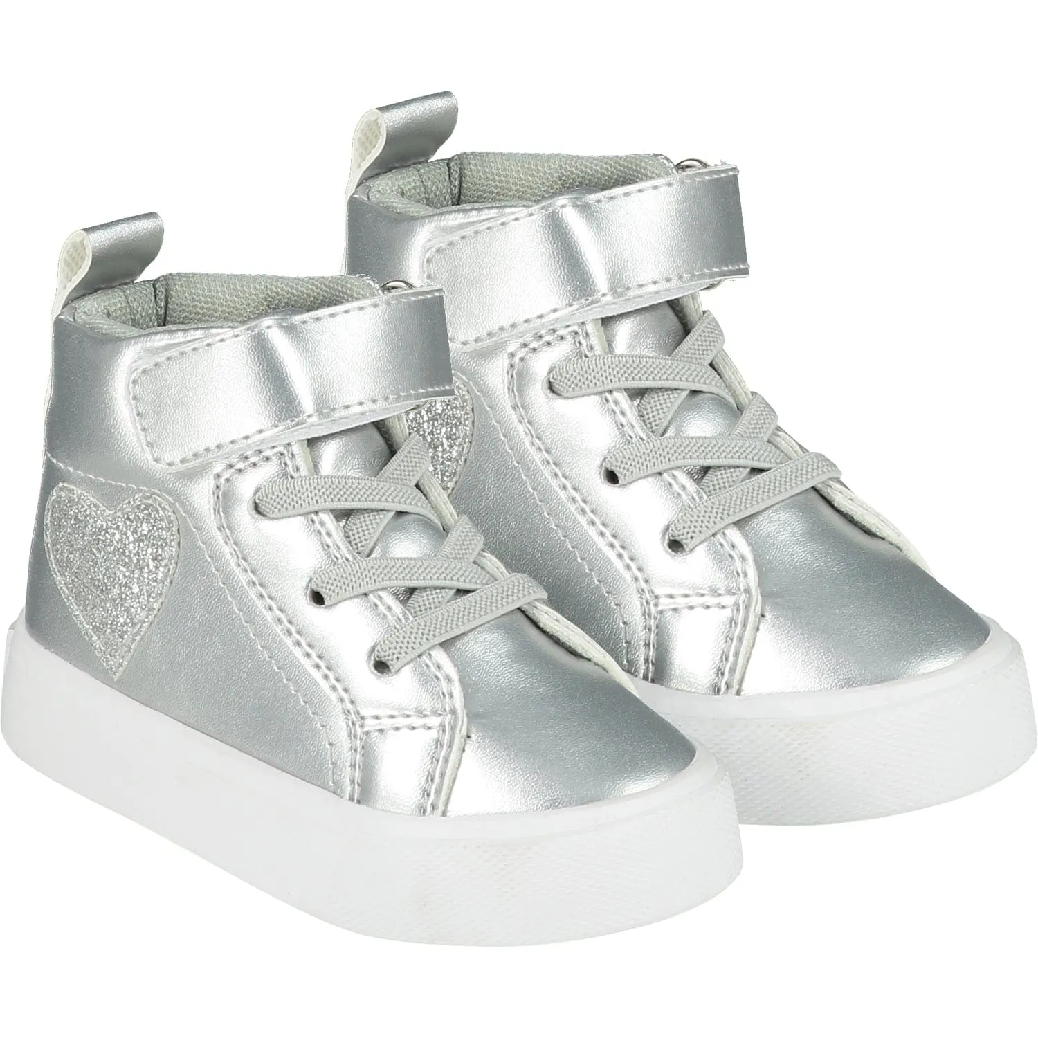 LITTLE A - Sweetheart Glitter Heart High Top - Silver