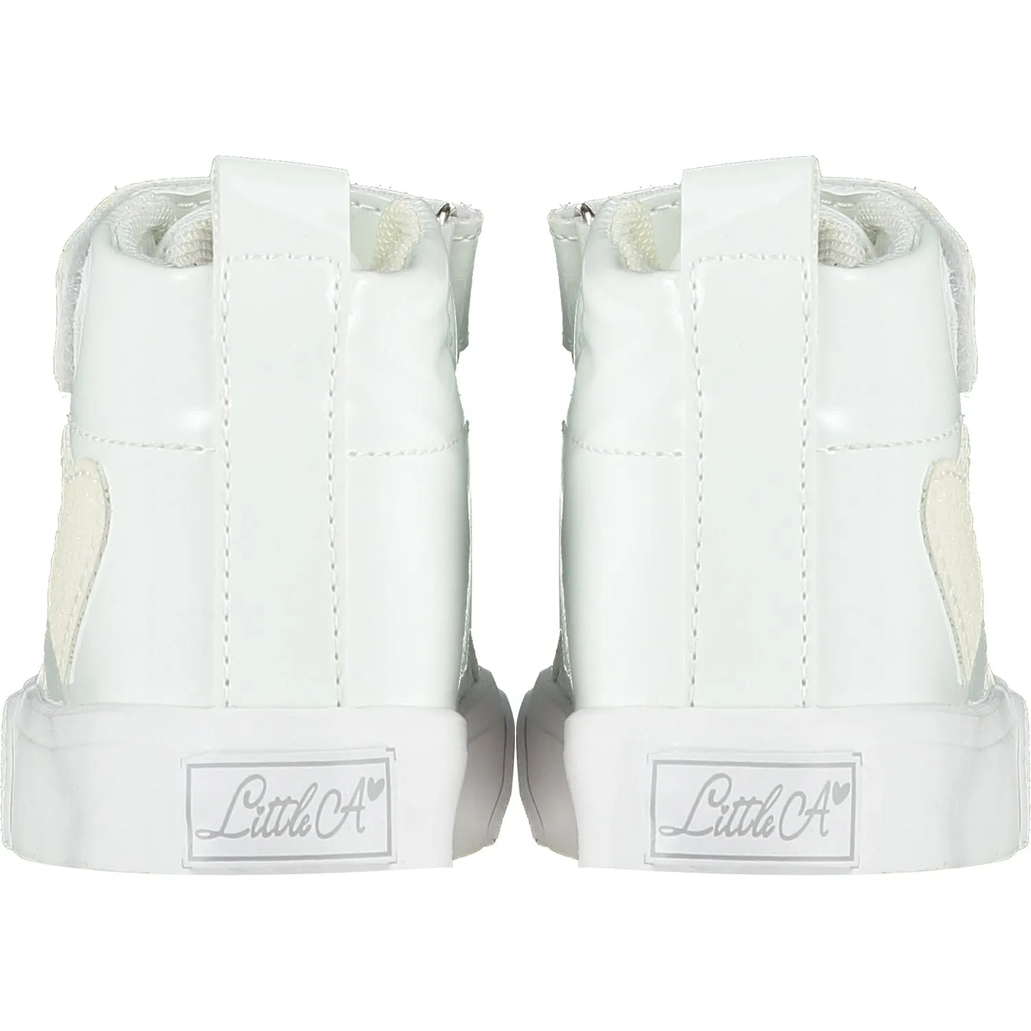 LITTLE A - Sweetheart Glitter Heart High Top - White