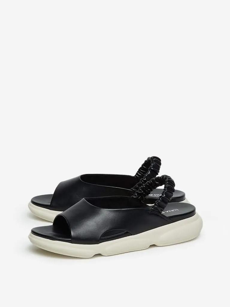 LUNA BLU Black Peep-Toe Sandals