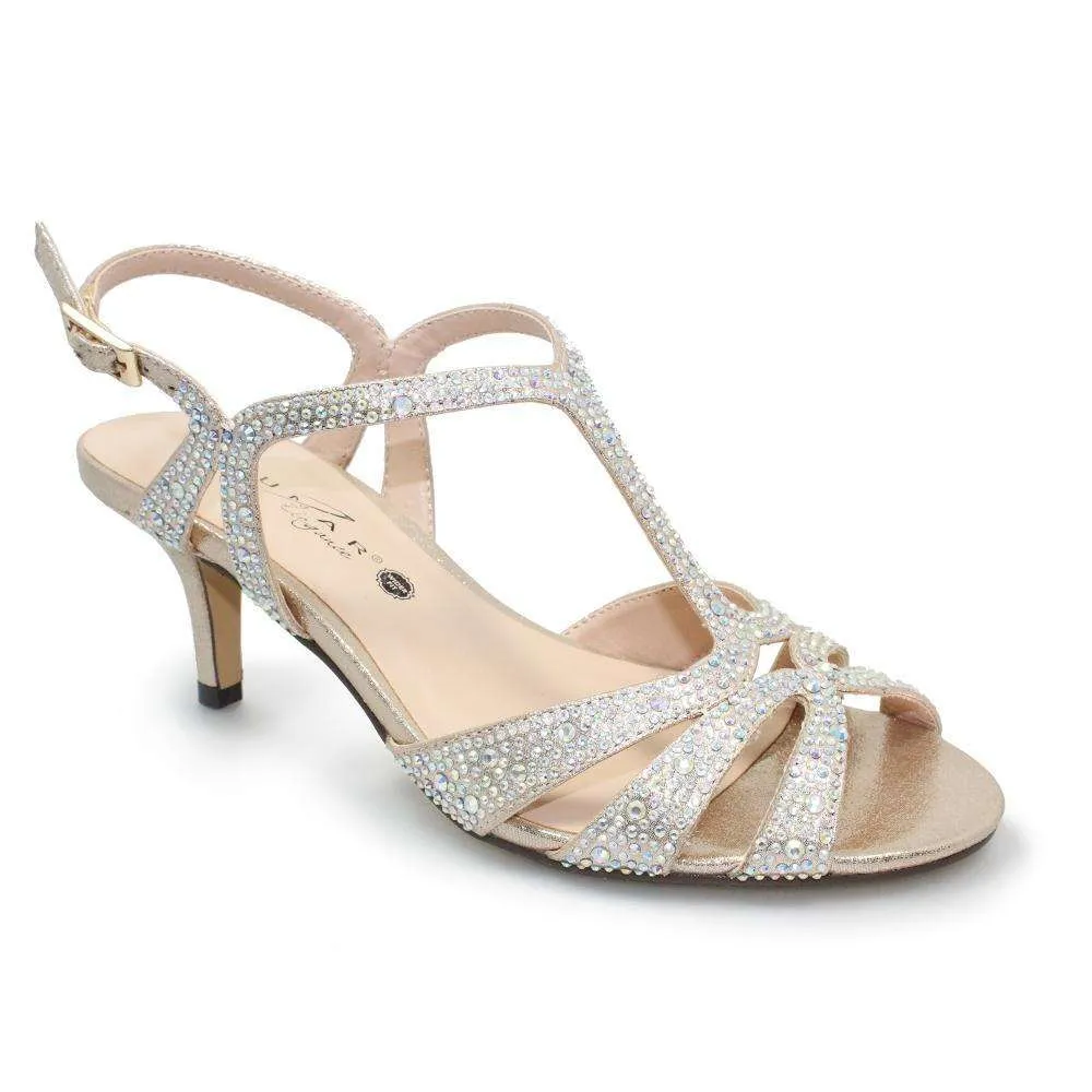 Lunar Francie FLH524 Gold Gemstone Wide Fit Sandal