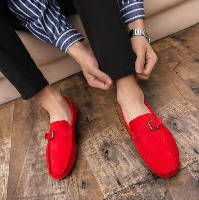 Luxury Suede Leather Slip On Driving Shoes for Men