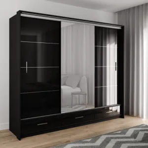 Madison 255cm Sliding Door Wardrobe - Black