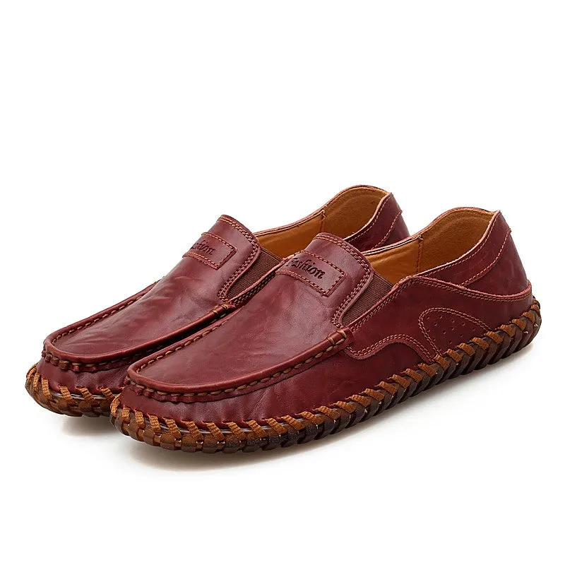 Man's leather vintage fashion joker wide leisure flat loafers