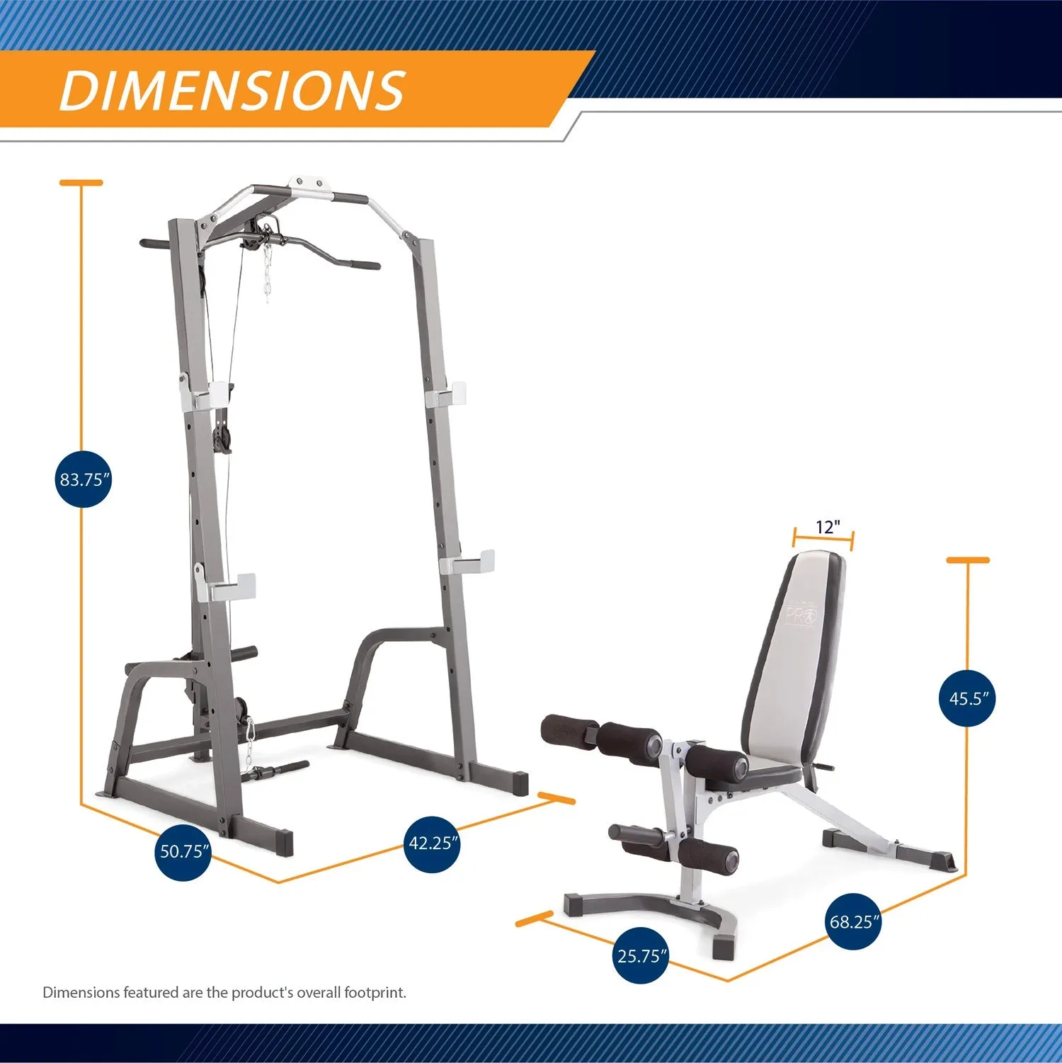 Marcy Pro Deluxe Cage System with Weight Lifting Bench | PM-5108