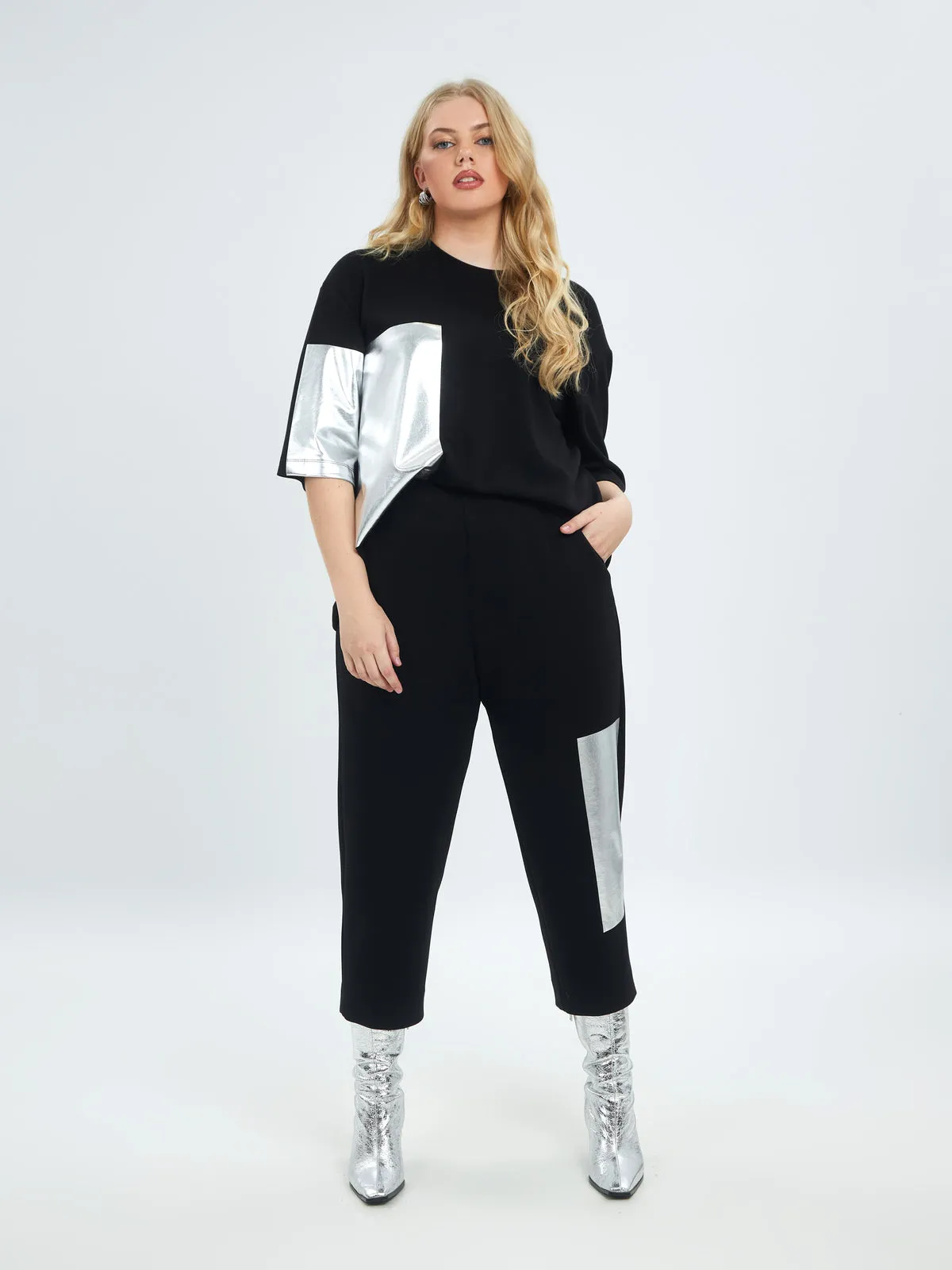 Mat Black & Silver Trousers