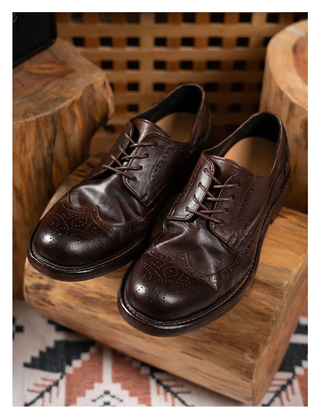 Men's Leather Brogue Derby Shoes