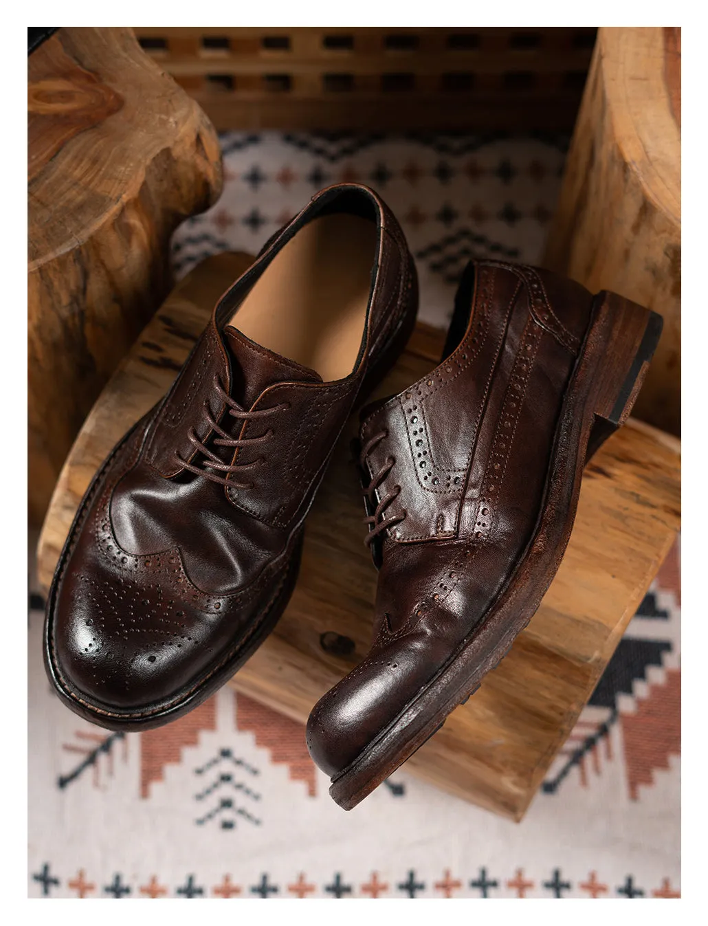 Men's Leather Brogue Derby Shoes