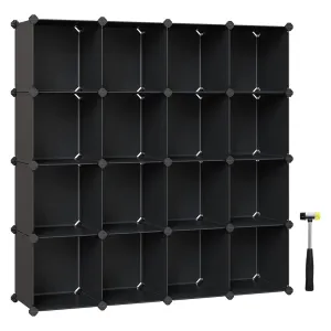 Modular 16 Cube Storage Organizer with Rubber Mallet, Black - SONGMICS