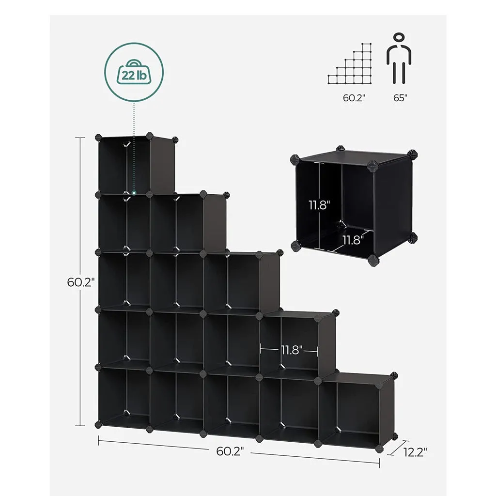 Modular 16 Cube Storage Organizer with Rubber Mallet, Black - SONGMICS