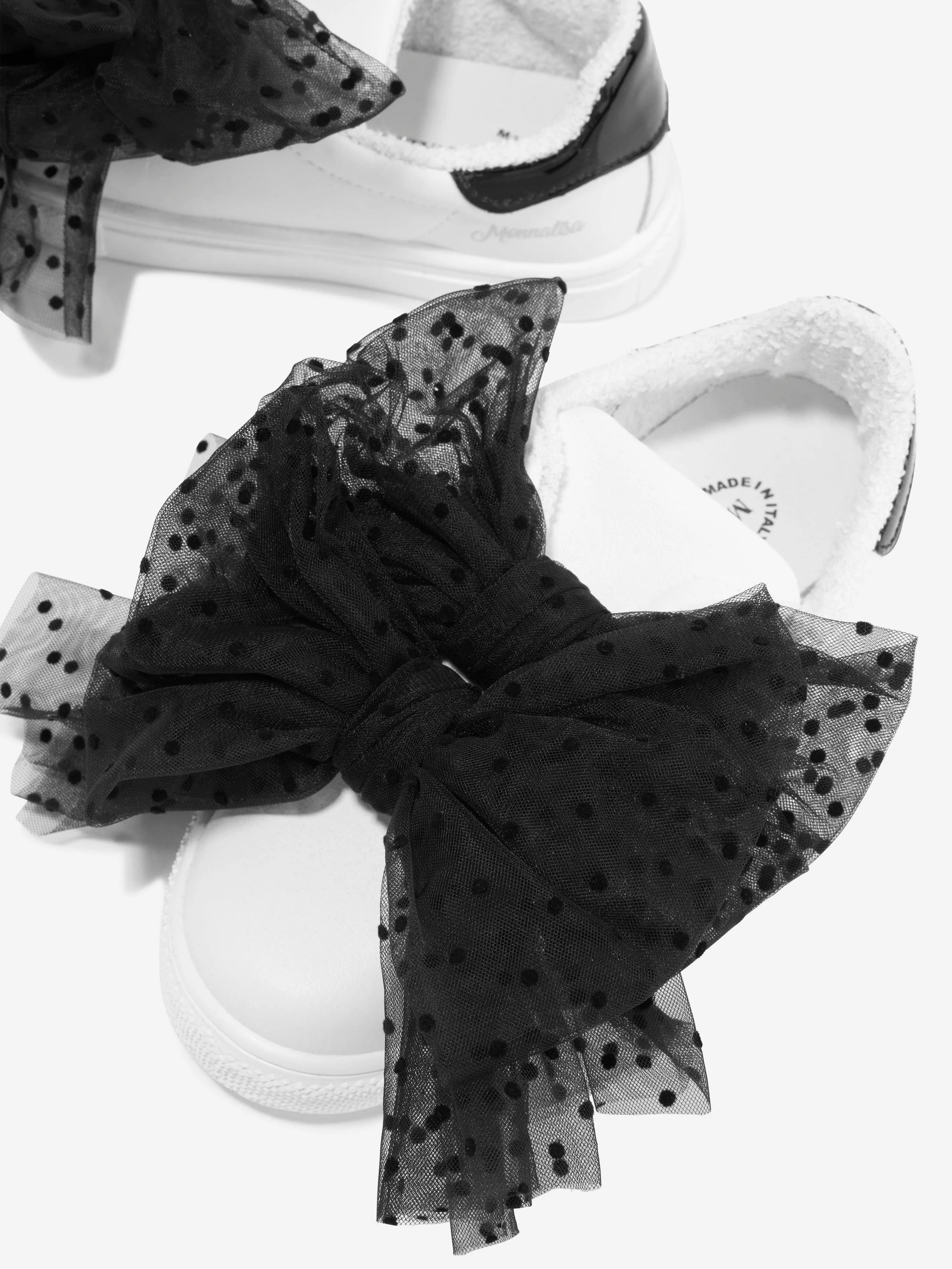 Monnalisa Girls Tulle Bow Trainers in White