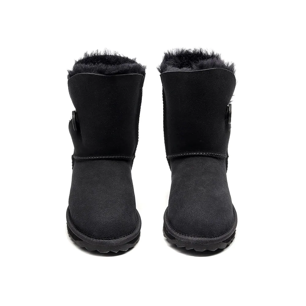 MUBO UGG Women Button Classic UGG BOOTS - Black