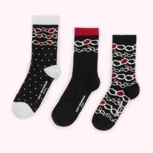 MULTI CHAIN LIP ANKLE SOCKS - 3 PAIRS