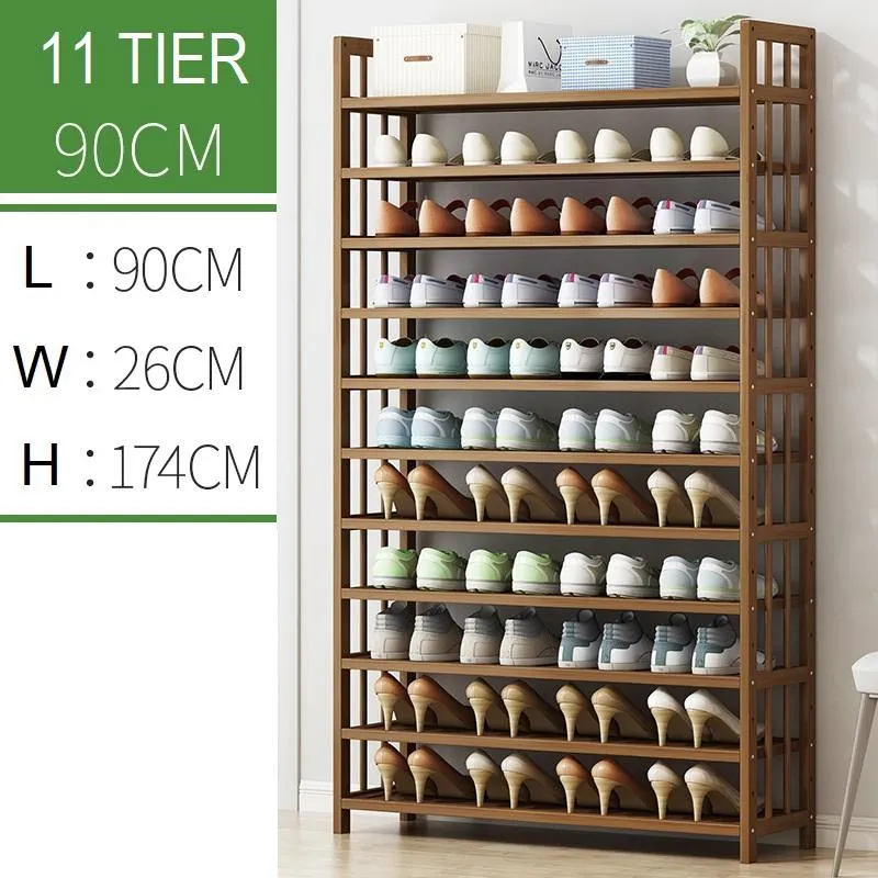 Multi-Tier Tower Bamboo Wooden Shoe Rack Corner Shelf Stand Storage Organizer