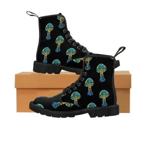 Multicolored Skull Shroom Women's Canvas Boots