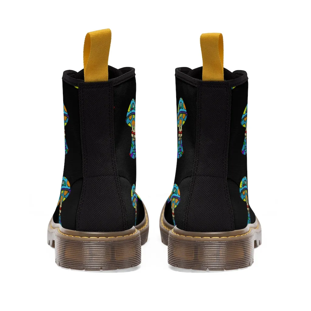 Multicolored Skull Shroom Women's Canvas Boots