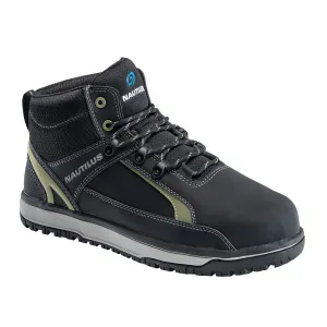 Nautilus Mens Urban Mid MetGuard Black/Olive Faux Leather Work Boots