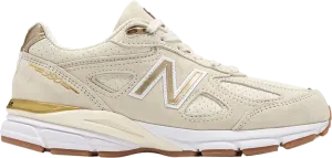 New Balance 990v4 Made In USA 'Off White Gold' Sneakers, Cream