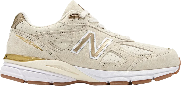 New Balance 990v4 Made In USA 'Off White Gold' Sneakers, Cream