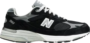 New Balance 993 Made In USA 2E Wide 'Black White' Sneakers, Black