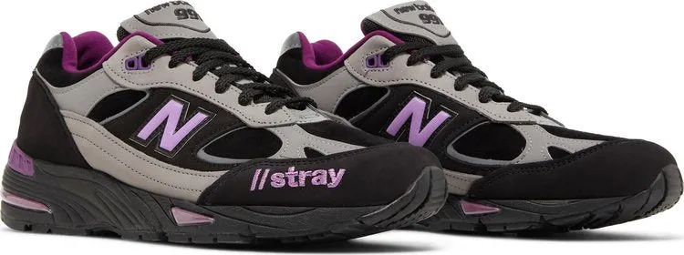 New Balance Stray Rats x 991 Made in England 'Black Purple' Sneakers, Black