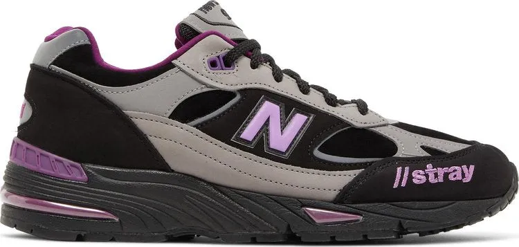 New Balance Stray Rats x 991 Made in England 'Black Purple' Sneakers, Black