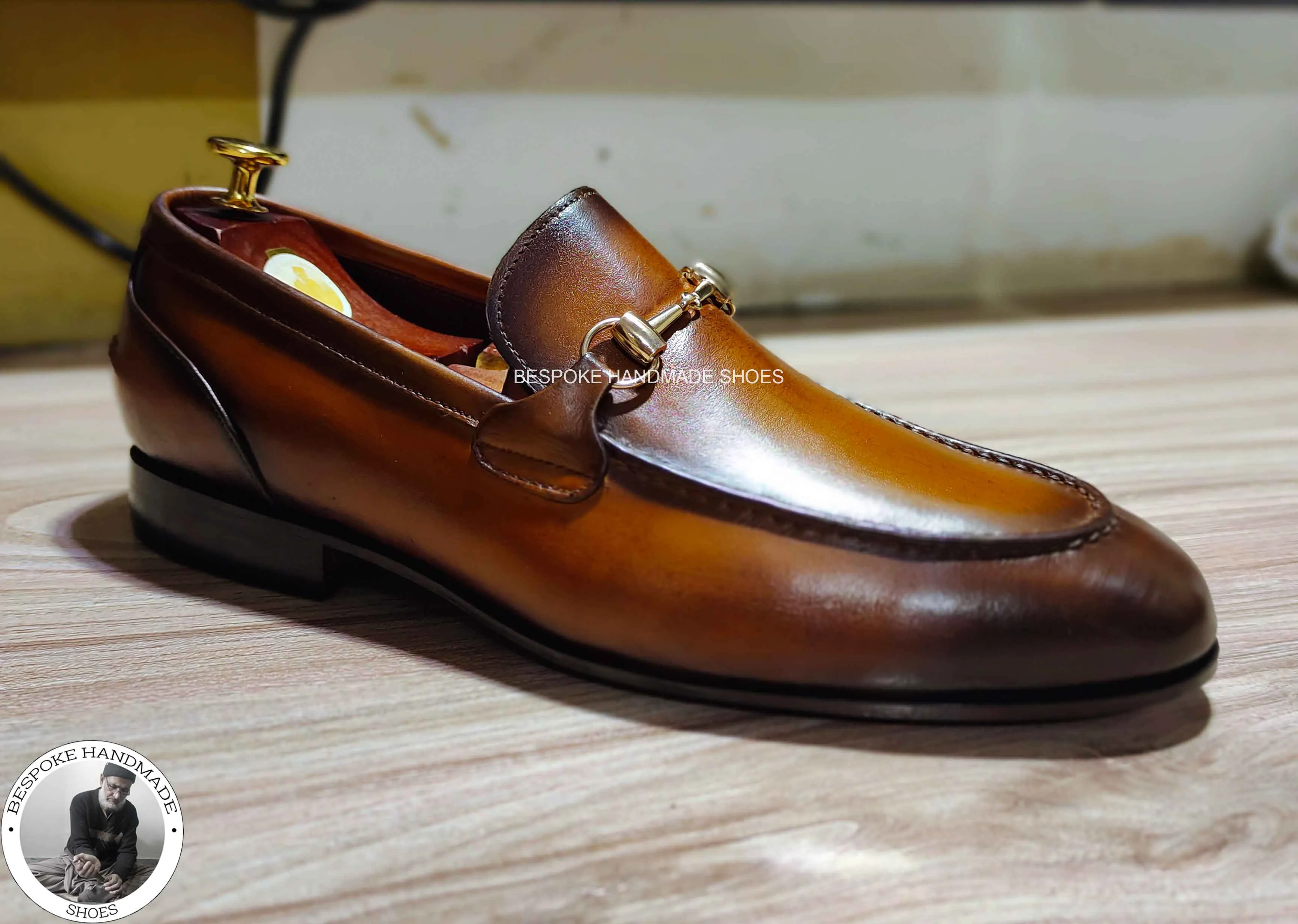 New Custom Made Handmade Pure Leather Brown Black Shaded Slip on Loafers Casual Shoes