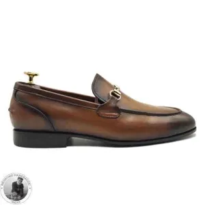 New Custom Made Handmade Pure Leather Brown Black Shaded Slip on Loafers Casual Shoes