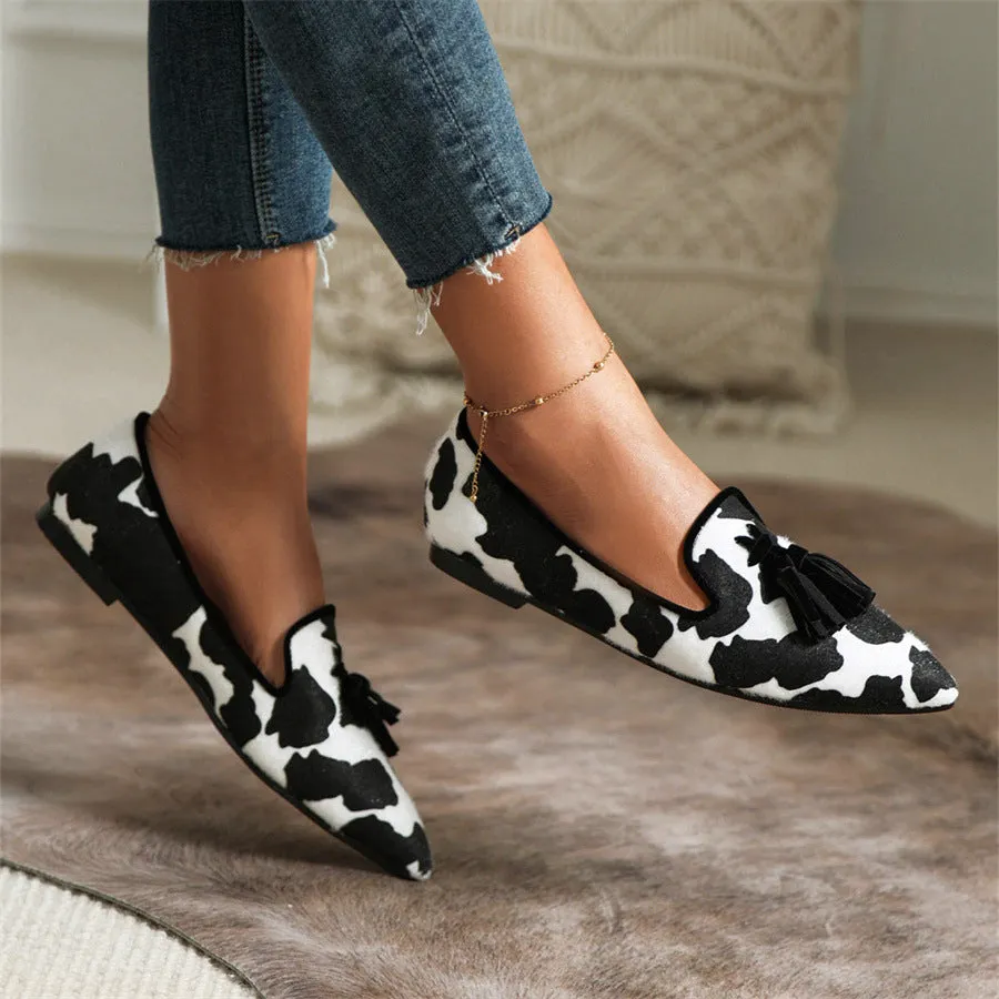 New Fashion Pointed Muller Shoes 40-43 Size Leopard Pattern Casual Single Shoe